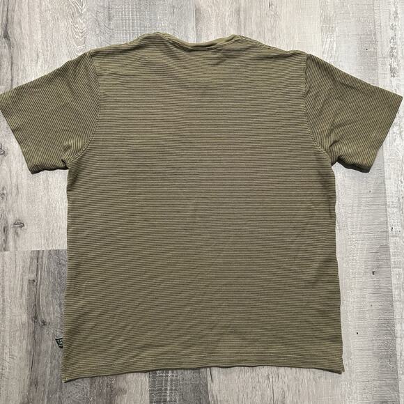 Howler Bros Smiley Patch Pocket Tee Olive Green Stripe 100% Cotton Knit Medium - Picture 2 of 5
